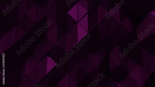 Abstract Polygonal Geometric Surface Loop 7 Dark Pink: dark clean soft low poly motion background of shifting obscure shadowy deep purple triangles. Abstract poly background. 4K