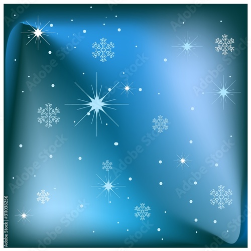 Dark blue background with snowflake. Blurred line on abstract template with color gradient. New design for ad  poster  banner for holiday. Background for a cell phone  banner etc. Vector illustration.