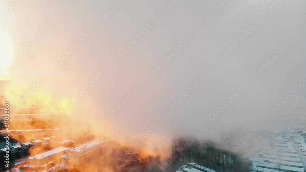 Industrial theme - deep smoke coming out of a manufacturing pipe - atmospheric pollution of the city Industrial theme - deep smoke coming out of a manufacturing pipe - atmospheric pollution of the city