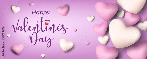 Valentines Day Background With Pink and White Heart Vector Illustration EPS10. Banner, Poster, Backdrop