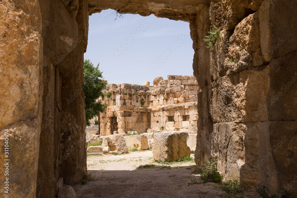 The Propylaeae. The ruins of the Roman city of Heliopolis or Baalbek in the Beqaa Valley. Baalbek, Lebanon - June, 2019