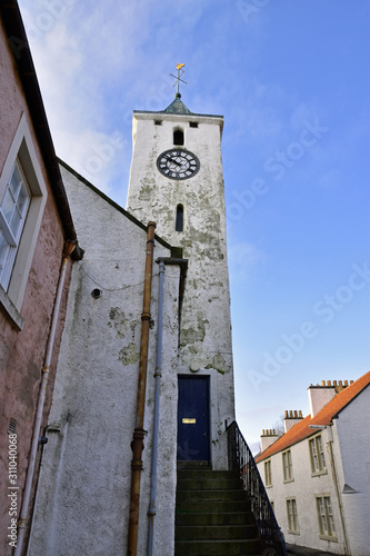 Clock tower in West Wemyss, Fife, Scotland photo