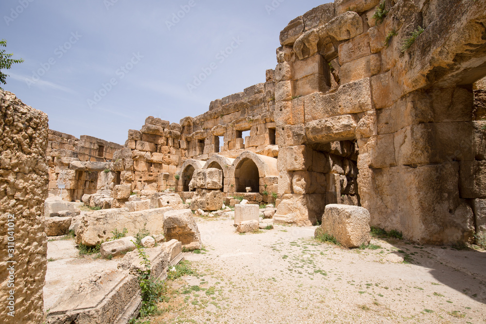 The Hexagonal Court. The ruins of the Roman city of Heliopolis or Baalbek in the Beqaa Valley. Baalbek, Lebanon - June, 2019