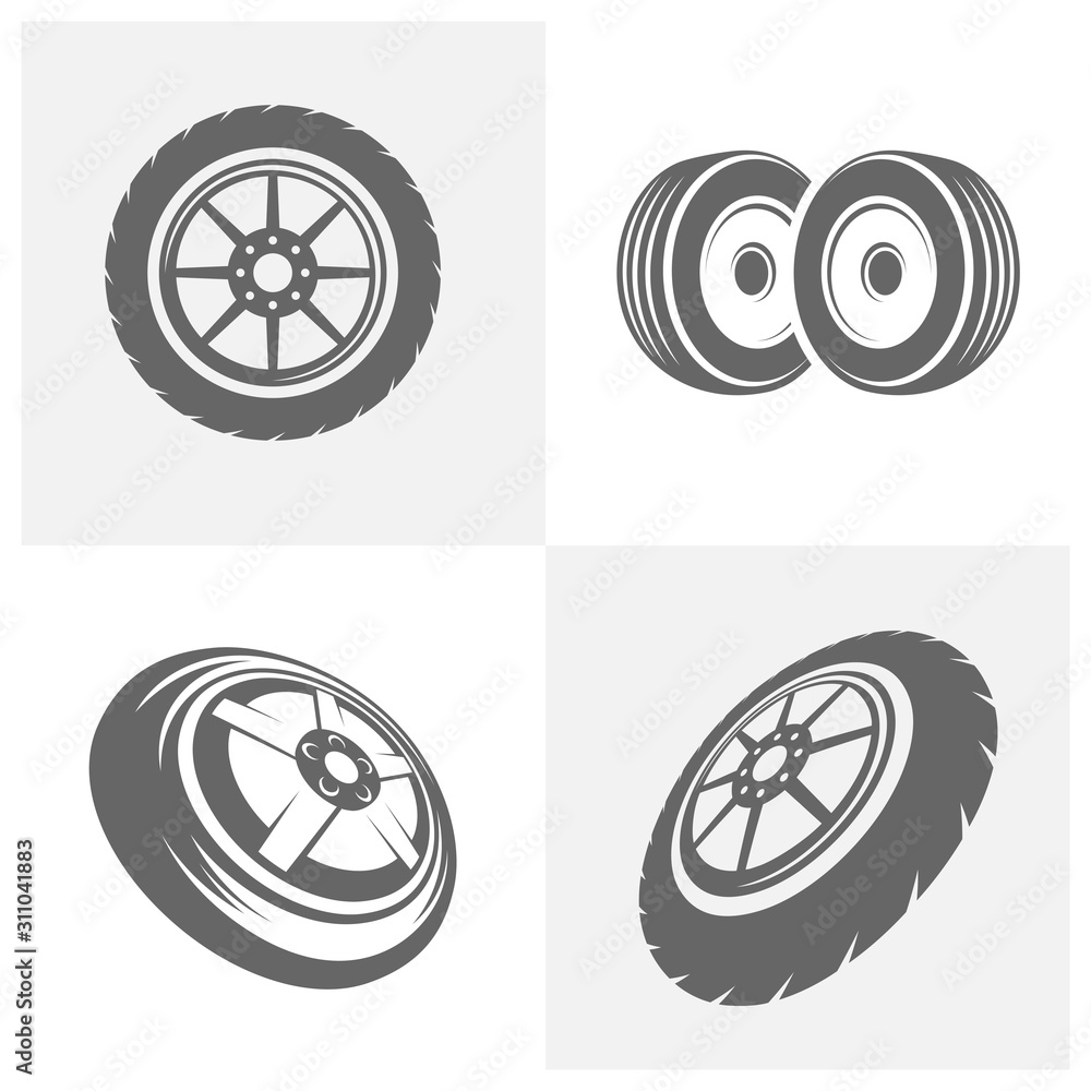 Set of Tire logo vector icon illustration design template Set of Tire logo vector icon illustration design template