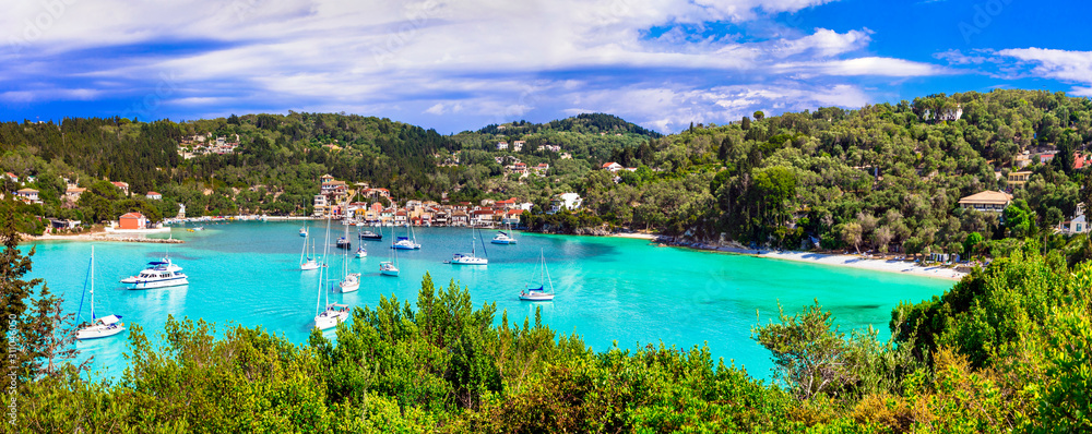picturesque Ionian island Paxos with beautiful scenic beaches and villages.  Greece