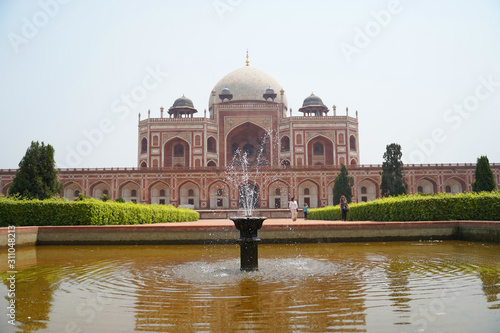 Delhi / India - May 01 2019: Humayun's tomb is the tomb of the Mughal Emperor Humayun in Delhi, India.