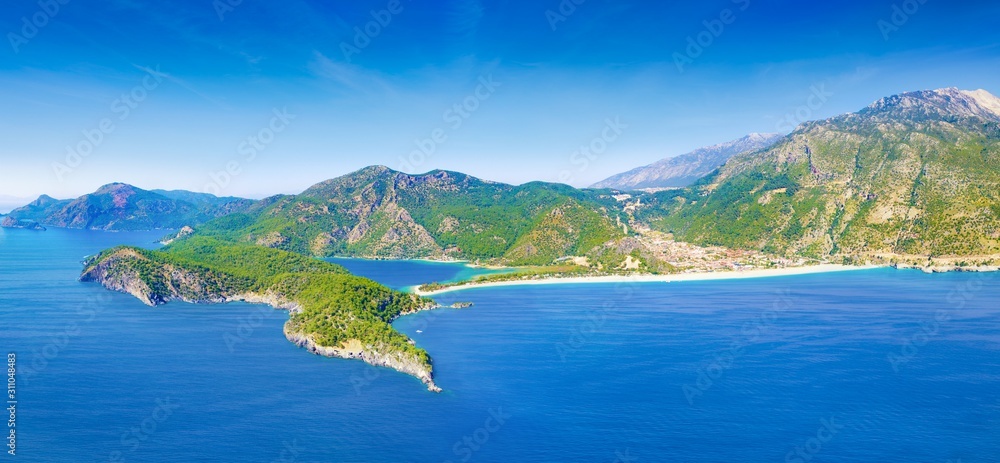 Beautiful blue lagoon and beach in Oludeniz, Fethiye district, southwestern Turkey