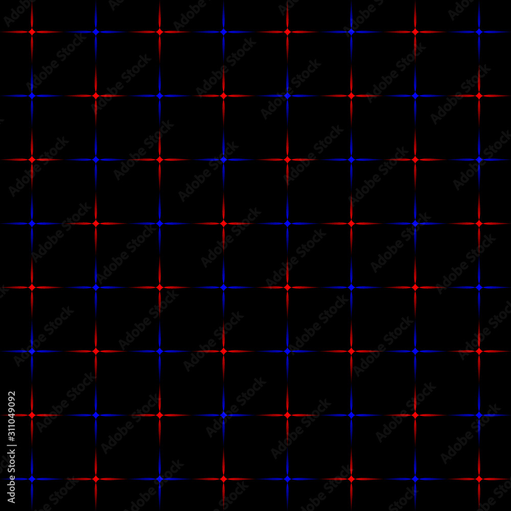 Bright dark blue and red stars on a black background. Bright dark blue and red stars on a black background.