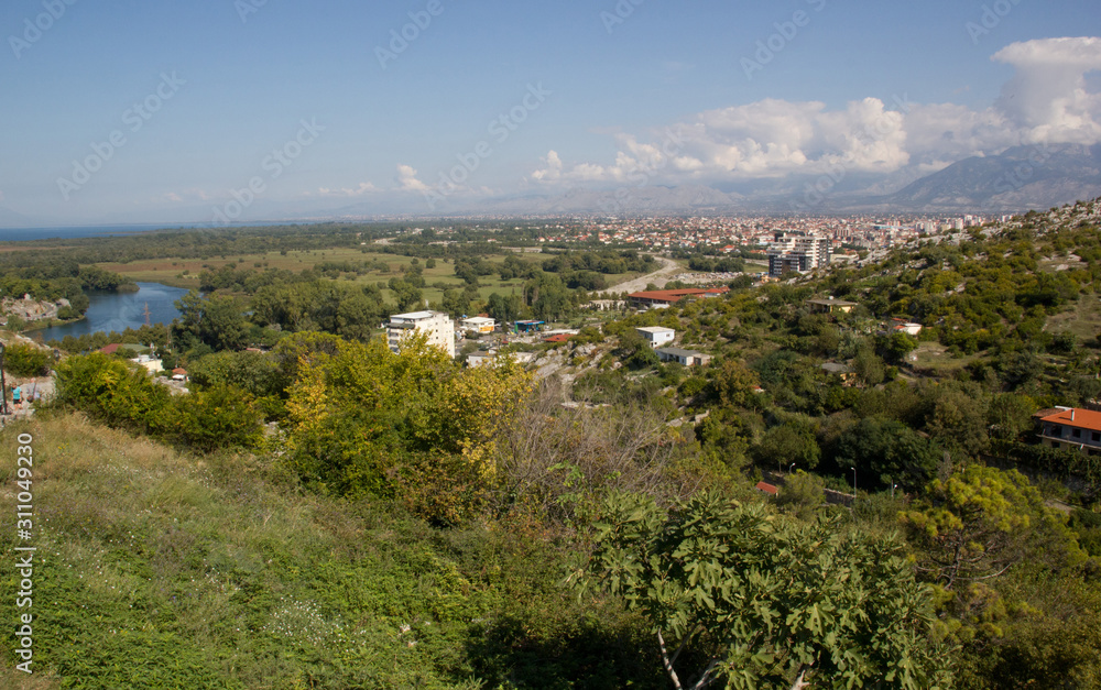 Landmarks of Albania. View from the Rozafa fortress in Shkodar.