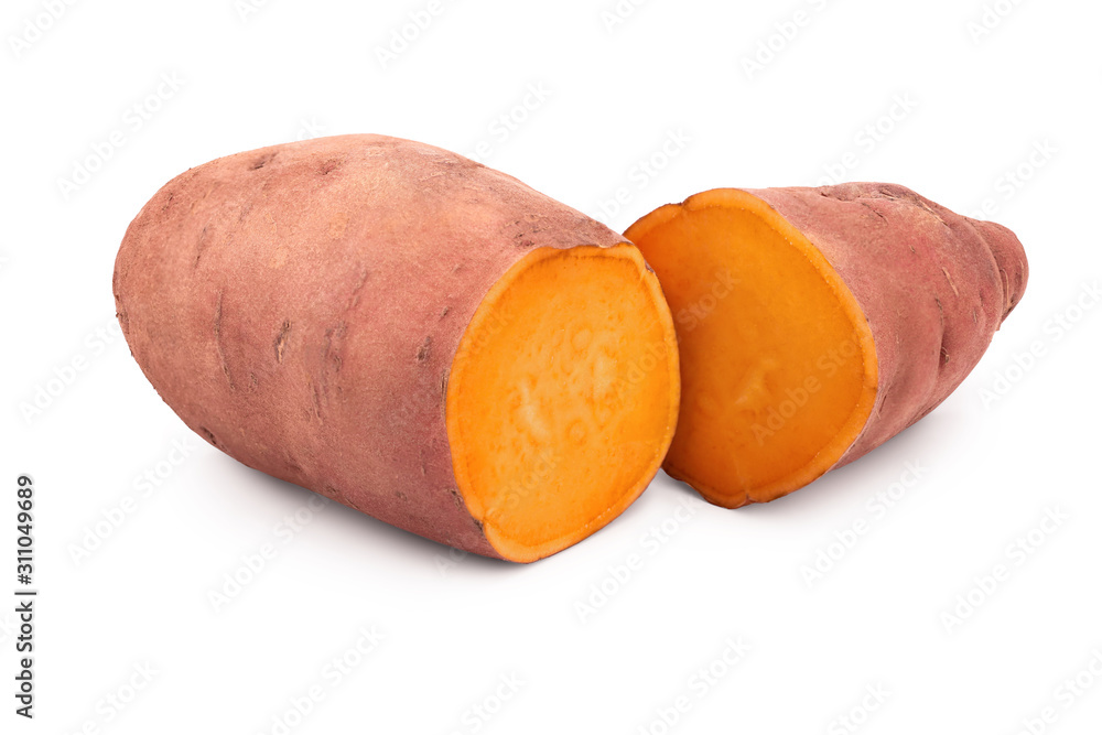 Sweet potato isolated on white background closeup Sweet potato isolated on white background closeup