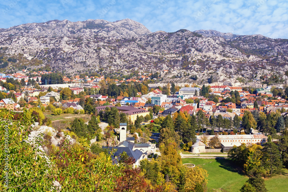 Montenegro. View of Cetinje town on sunny autumn day