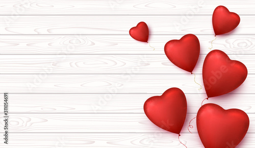 Valentine day banner with heart shape balloons. Valentine's day sale poster.