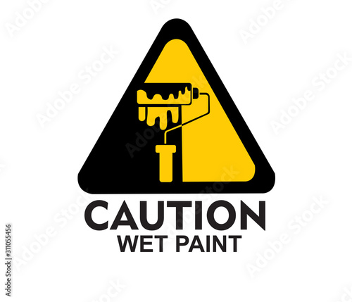 caution wet paint sign symbol vector
