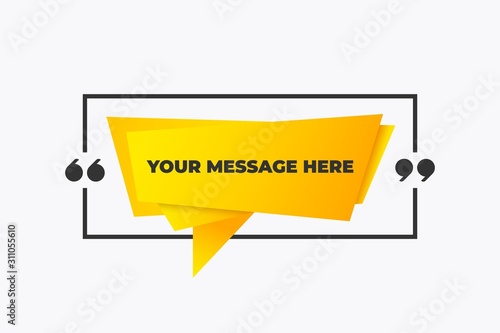 Frame with quotes. Yellow creatie quotation sentence box design. Vector paper message banner like background for idea, mention, wise thoughts, excerpts