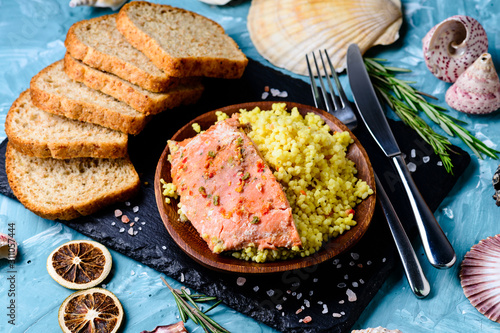 salmon and couscous fillet fitness slimming menu