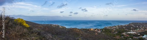 Aerial view over coast of Curaçao / Caribbean Sea around Westpunt © NaturePicsFilms