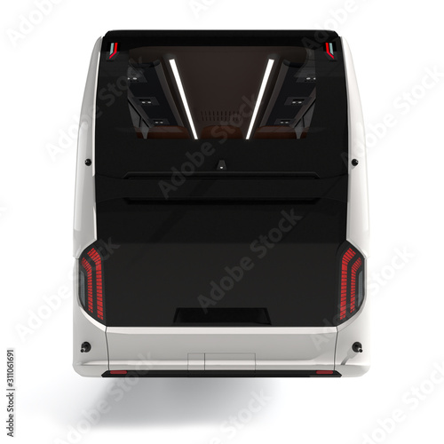 White big tour bus back view