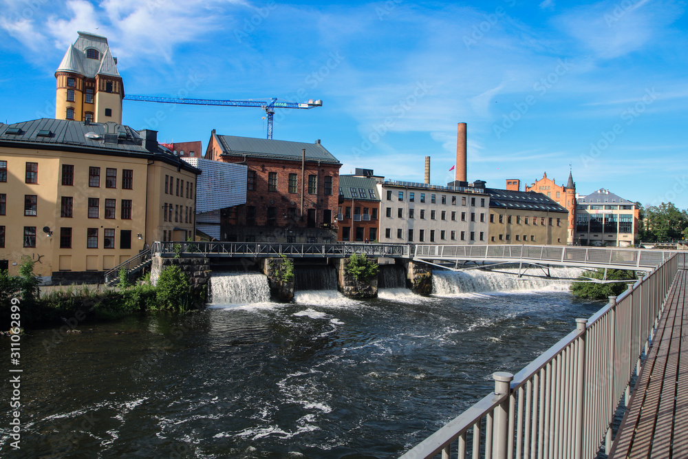 Fototapeta premium The center of the city of Norrköpping in Sweden with its interesting combination of modern and historic architecture. 