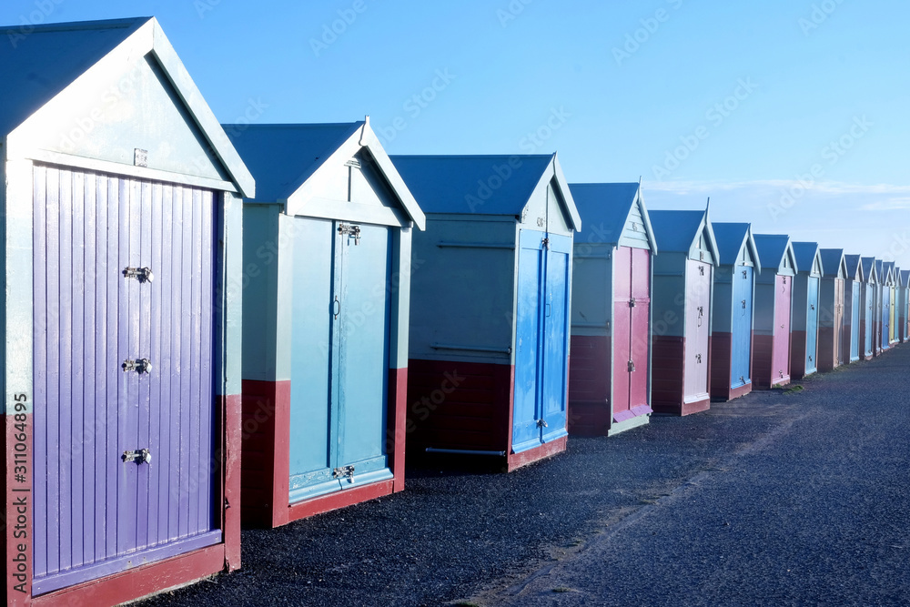 Fototapeta premium fifteen beach huts on Brighton promenade