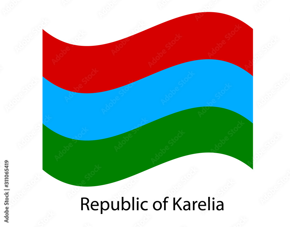 Republic of Karelia flag, isolated on white background. Russia oblast flag illustration. Russian federation. Republic of Karelia flag, isolated on white background. Russia oblast flag illustration. Russian federation.