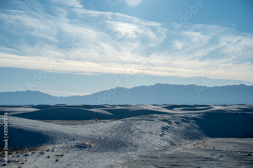 Views from the beutiful dunes of White Sands New Mexico as the sun sets over the desert.  © Matthew