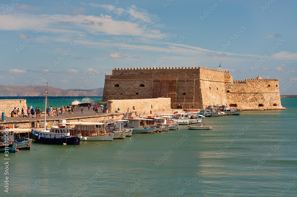 panoramic view of old port of heraklion grecce