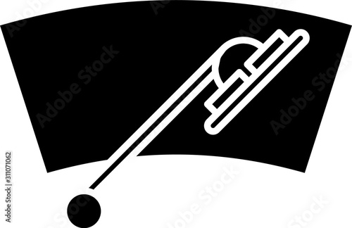 Black Windscreen wiper icon isolated on white background.  Vector Illustration
