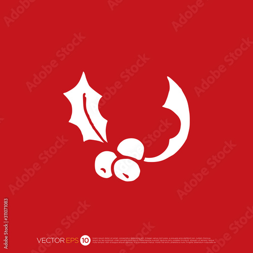 Pictograph of chirstmas holly for template logo, icon, and identity vector designs.