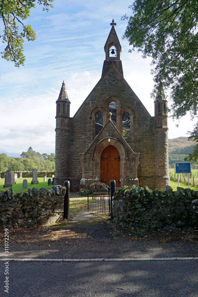 Fototapeta premium Struy Church. Small stone church in Struy village, Scottish Highlands, Scotland