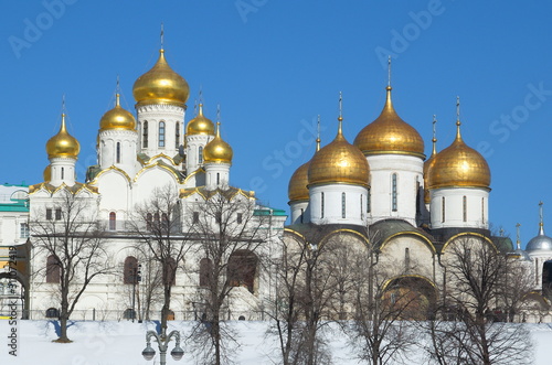 Annunciation and Assumption cathedrals of the Moscow Kremlin. Moscow, Russia