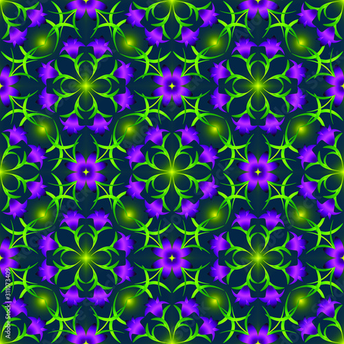 Floral pattern. Seamless endless repeating multicolored bright ornament of different colors on combined background