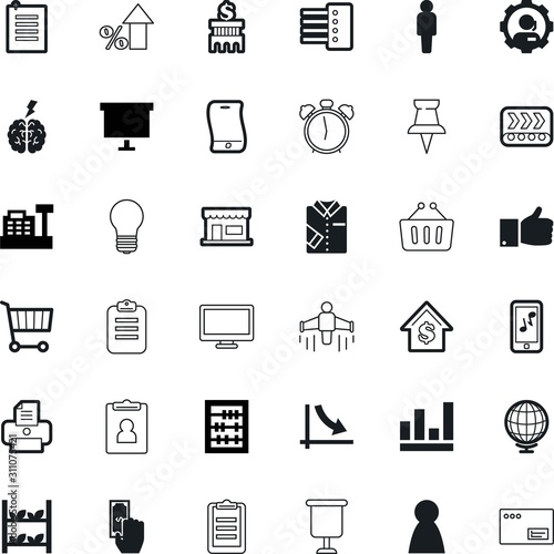 business vector icon set such as: ok, short-sleeve, shipping, creative, identity, name, farming, clothing, thumb, pay, electronic, documents, recession, textile, reduction, contour, handle, menswear