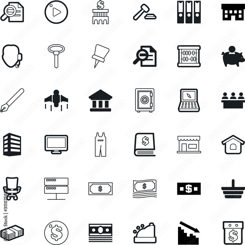 business vector icon set such as: reports, verdict, set, jeans, bureaucracy, video, bill, reflection, decline, flying, note, event, corporate, date, hotel, authority, pack, consultant, occupation