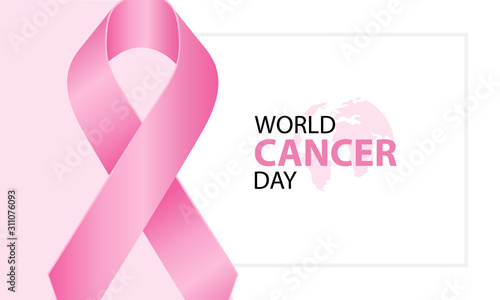 World Cancer Day with ribbon and pink color