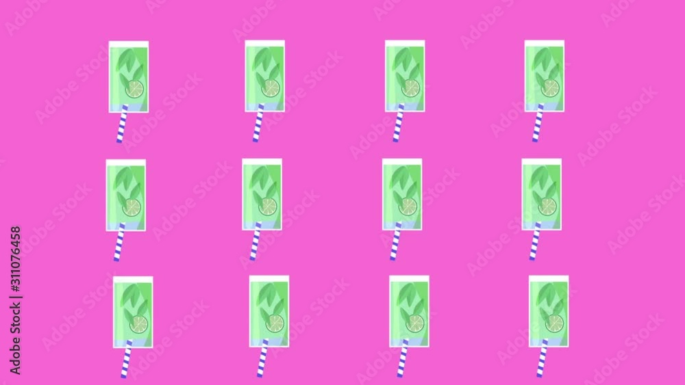 Bright cartoon animation of rotating cocktails. Minimal motion art. Cocktails background. Bright cartoon animation of rotating cocktails. Minimal motion art. Cocktails background.