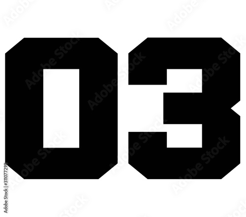 Ilustrace „30,Classic Vintage Sport Jersey Number, Uniform numbers in black  as fat fonts, number. For American football, baseball or basketball and ice  Hockey.“ ze služby Stock