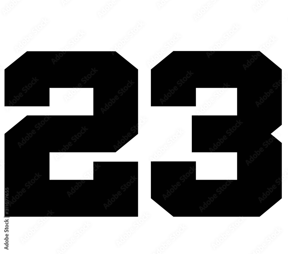patrulje kollision suge 23.Classic Vintage Sport Jersey Number, Uniform numbers in black as fat  fonts, number. For American football, baseball or basketball and ice  Hockey. Stock Illustration | Adobe Stock