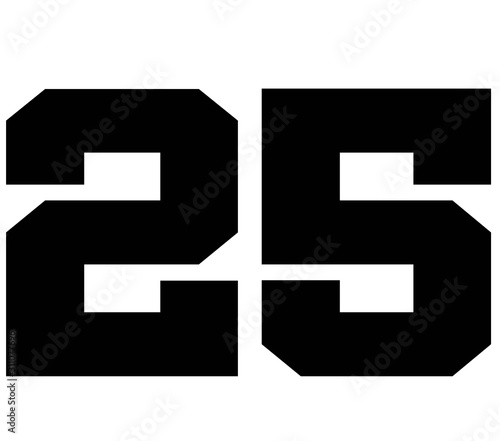 25,Classic Vintage Sport Jersey Number, Uniform numbers in black as fat  fonts, number. For American football, baseball or basketball and ice  Hockey. Stock Illustration | Adobe Stock