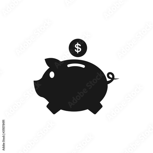 Piggy bank vector icon, isolated on white background.