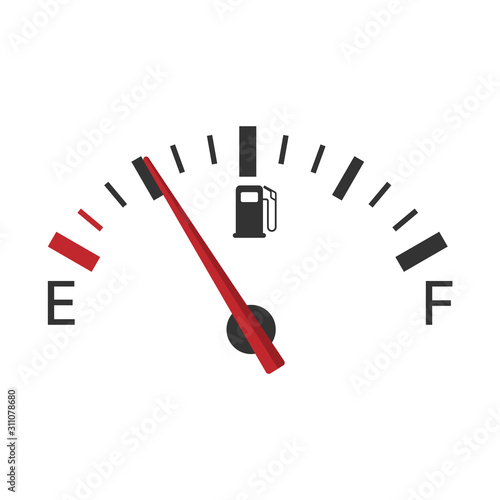 Fuel indicator. Illustration on white background for design ,Empty Energy. Vector stock illustration.