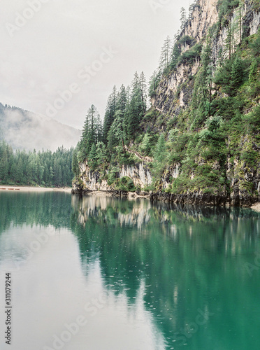 Fototapeta Naklejka Na Ścianę i Meble -  Braies lake in the mountains italy