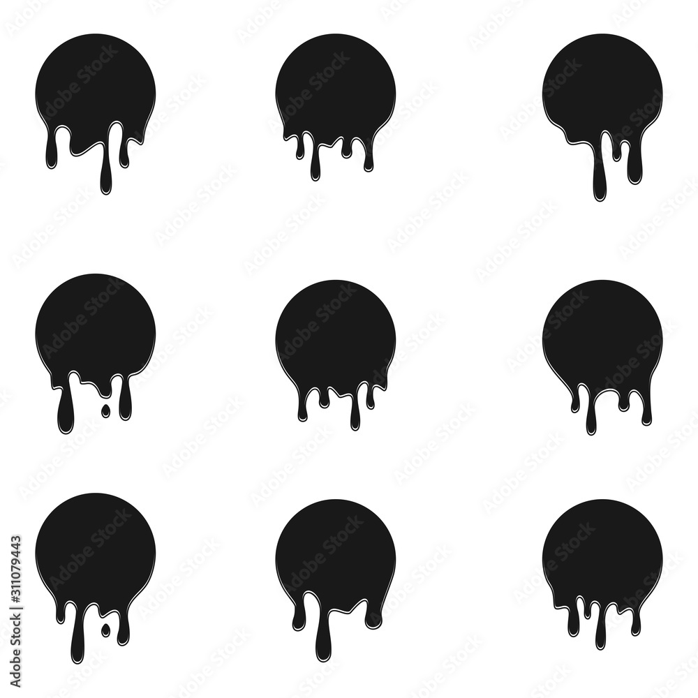 Paint drip sticker circle label vector liquid drop, isolated on white background Paint drip sticker circle label vector liquid drop, isolated on white background