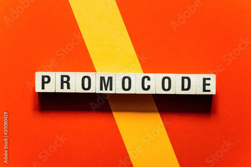 Promocode word concept on cubes photo