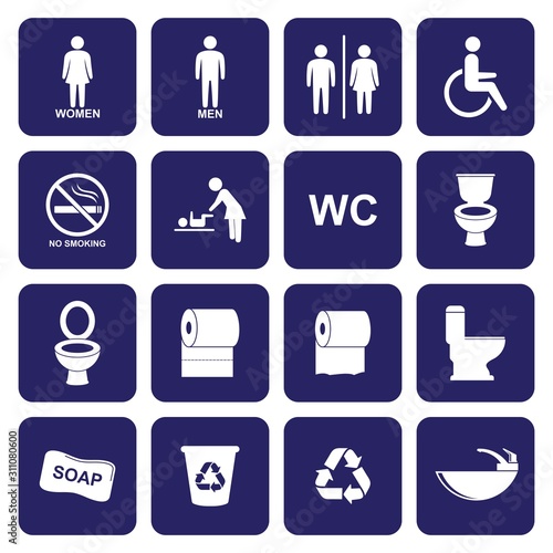 toilet vector icons set, boy or girl restroom wc. Vector Illustration