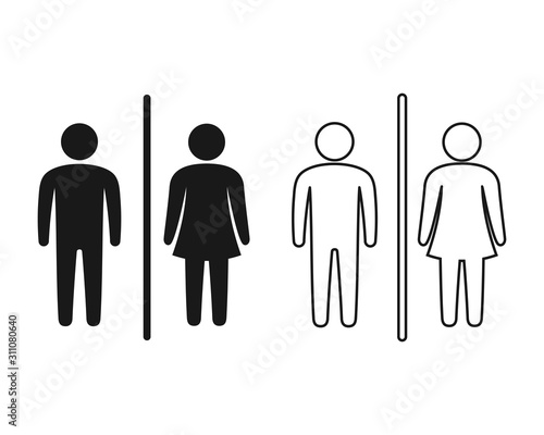Toilet icon vector, wc Symbol, Simple man and woman symbol.