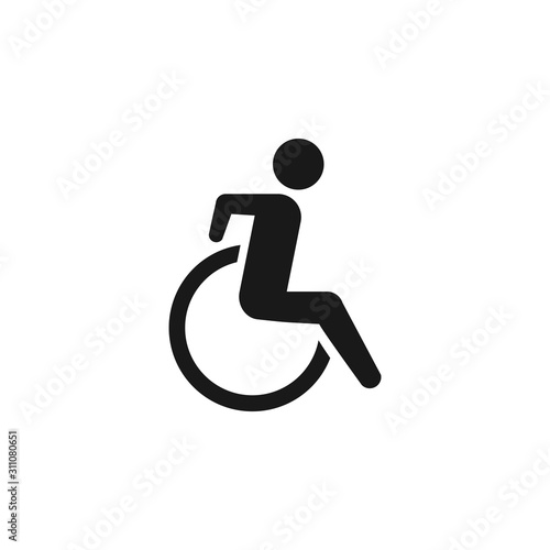 Handicapped patient icon vector, Vector wheelchair icon on white background