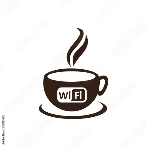 Printcoffee cup logo free wifi ico vector Illustration