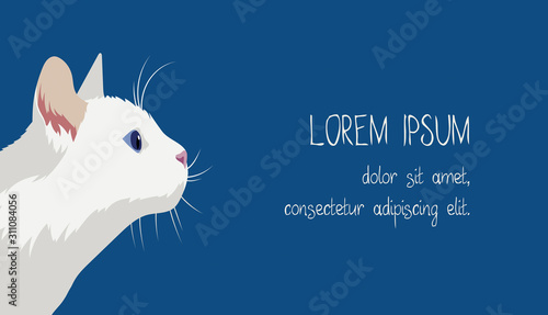 Business Cards Template with White Cat