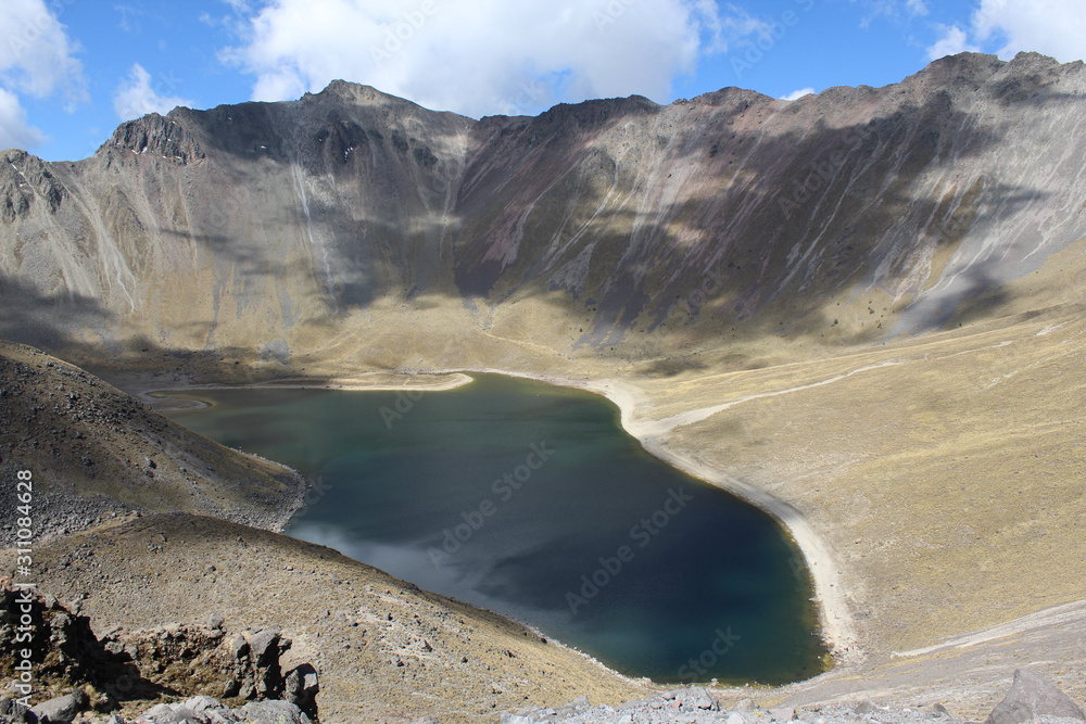 sun lake at nevado de toluca crater