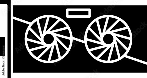 Black Video graphic card icon isolated on white background.  Vector Illustration